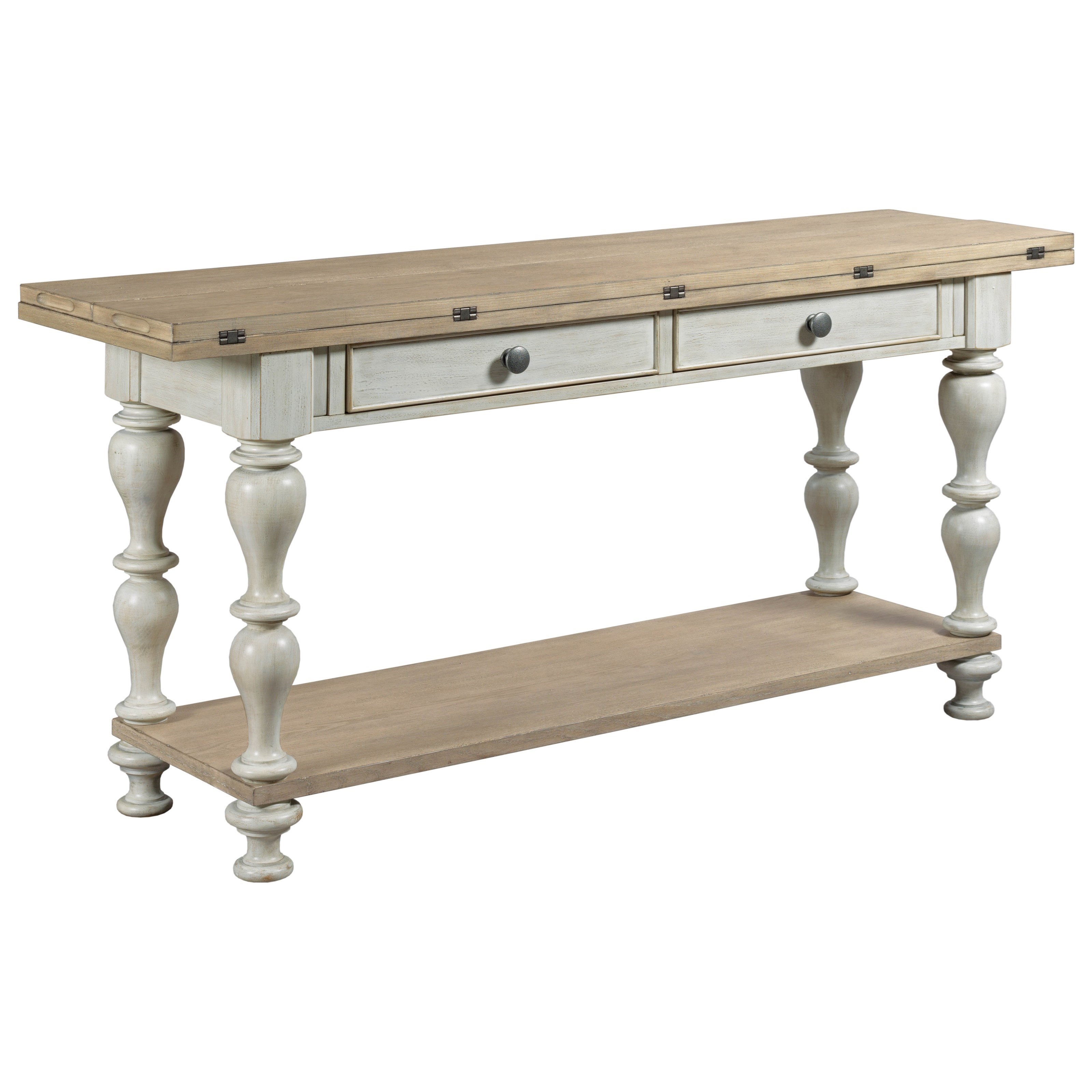 Hammary Carolina 750926 Lakeside Flip Top Table with Two Drawers Crowley Furniture & Mattress